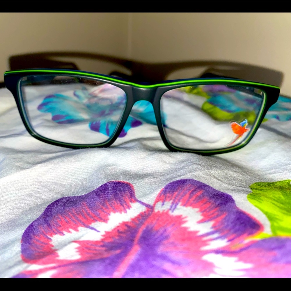 Maui Jim eye glass frames teal blue w/ lime